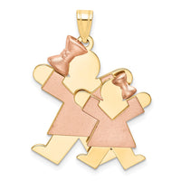 Load image into Gallery viewer, 14k Two-Tone Big Girl and Little Girl Engravable Charm
