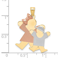 Load image into Gallery viewer, 14k Tri-Color Big Girl and Little Boy Engravable Charm
