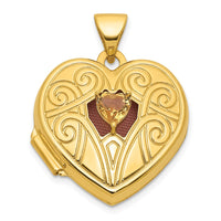 Load image into Gallery viewer, 14k Polished Citrine November Birthstone 18mm Heart Locket
