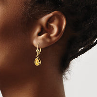 Load image into Gallery viewer, 14k 8x5mm Pear Citrine Leverback Earrings
