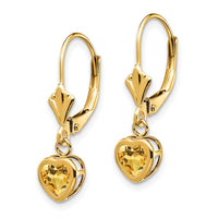 Load image into Gallery viewer, 14k 5mm Heart Citrine Earrings
