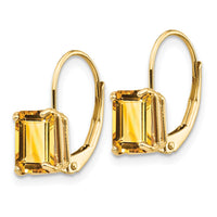 Load image into Gallery viewer, 14k 7x5mm Emerald Cut Citrine Leverback Earrings
