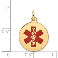 Load image into Gallery viewer, 14k Red Enamel Medical Jewelry Pendant
