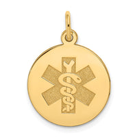 Load image into Gallery viewer, 14k Medical Jewelry Unenameled Pendant
