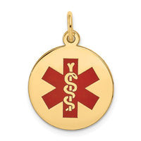 Load image into Gallery viewer, 14k Red Enamel Medical Jewelry Pendant
