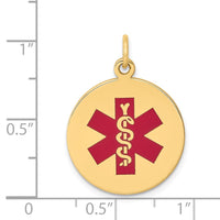Load image into Gallery viewer, 14k Red Enamel Medical Jewelry Pendant
