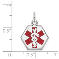 Load image into Gallery viewer, 14k White Gold Red Enamel Medical Jewelry Pendant
