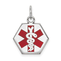 Load image into Gallery viewer, 14k White Gold Red Enamel Medical Jewelry Pendant
