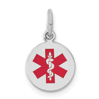 Load image into Gallery viewer, 14k White Gold Red Enamel Medical Jewelry Pendant
