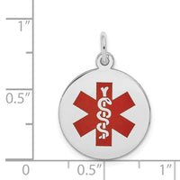 Load image into Gallery viewer, 14k White Gold Red Enamel Medical Jewelry Pendant
