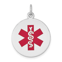 Load image into Gallery viewer, 14k White Gold Red Enamel Medical Jewelry Pendant
