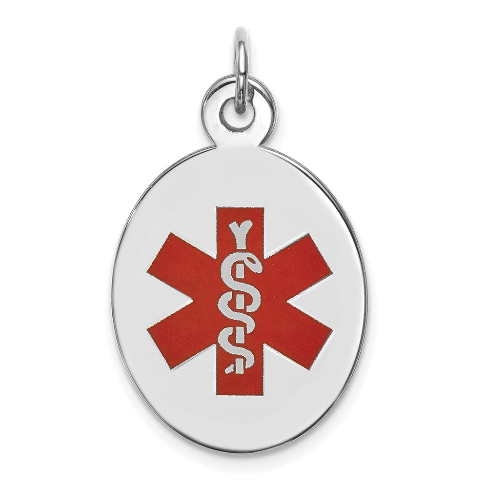 14k White Gold Red Enamel Medical Jewelry Pendant