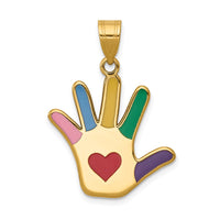 Load image into Gallery viewer, 14k Enameled Autism w/Heart Handprint Pendant
