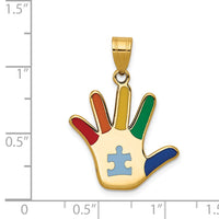 Load image into Gallery viewer, 14k Enameled Autism w/Puzzle Piece Handprint Pendant
