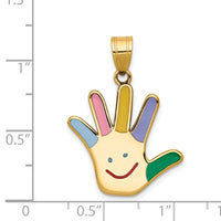 Load image into Gallery viewer, 14k Enameled Autism w/Happy Face Handprint Pendant
