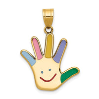 Load image into Gallery viewer, 14k Enameled Autism w/Happy Face Handprint Pendant
