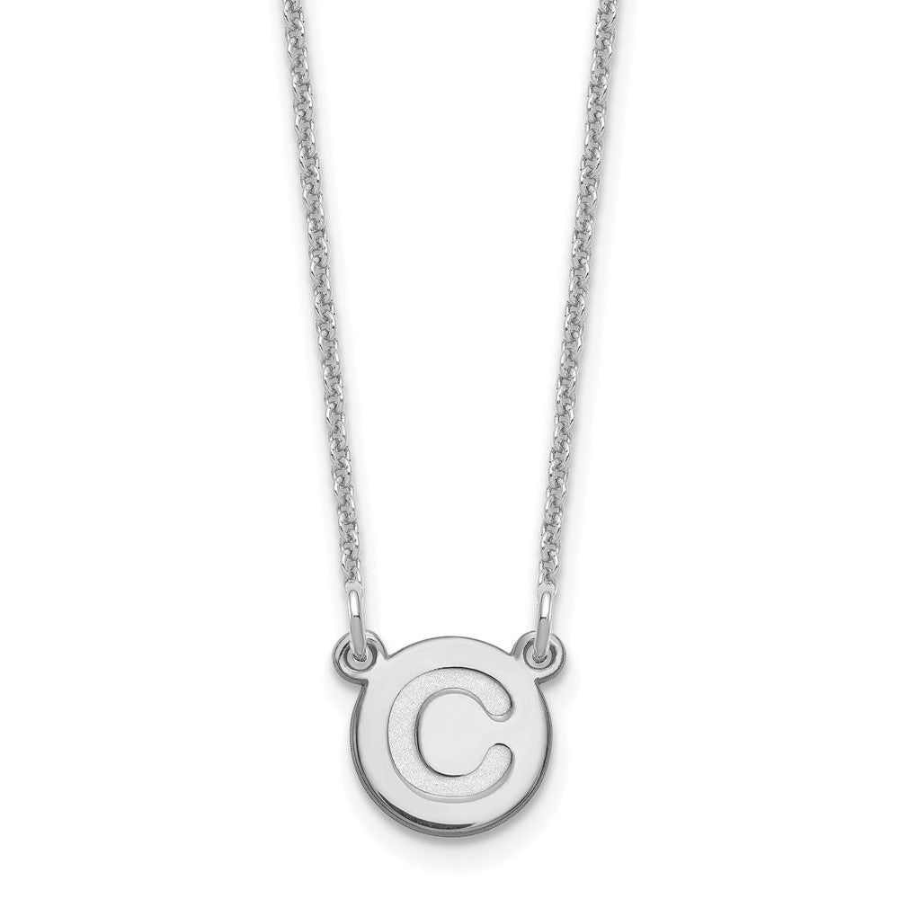 14kw Tiny Circle Block Letter C Initial Necklace