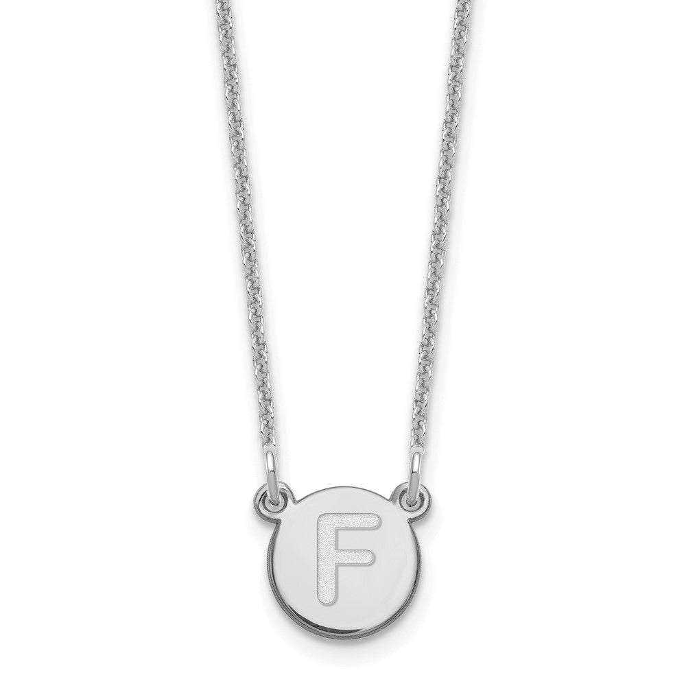 14kw Tiny Circle Block Letter F Initial Necklace