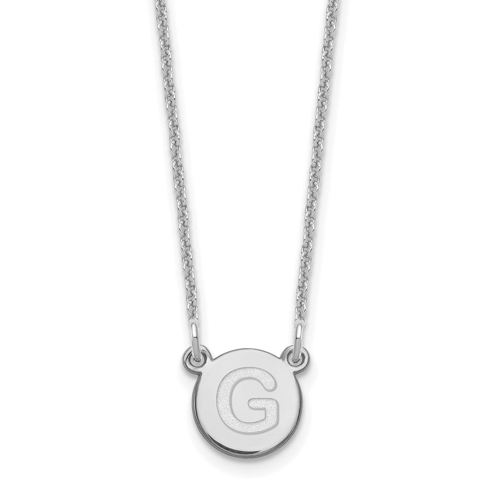 14kw Tiny Circle Block Letter G Initial Necklace