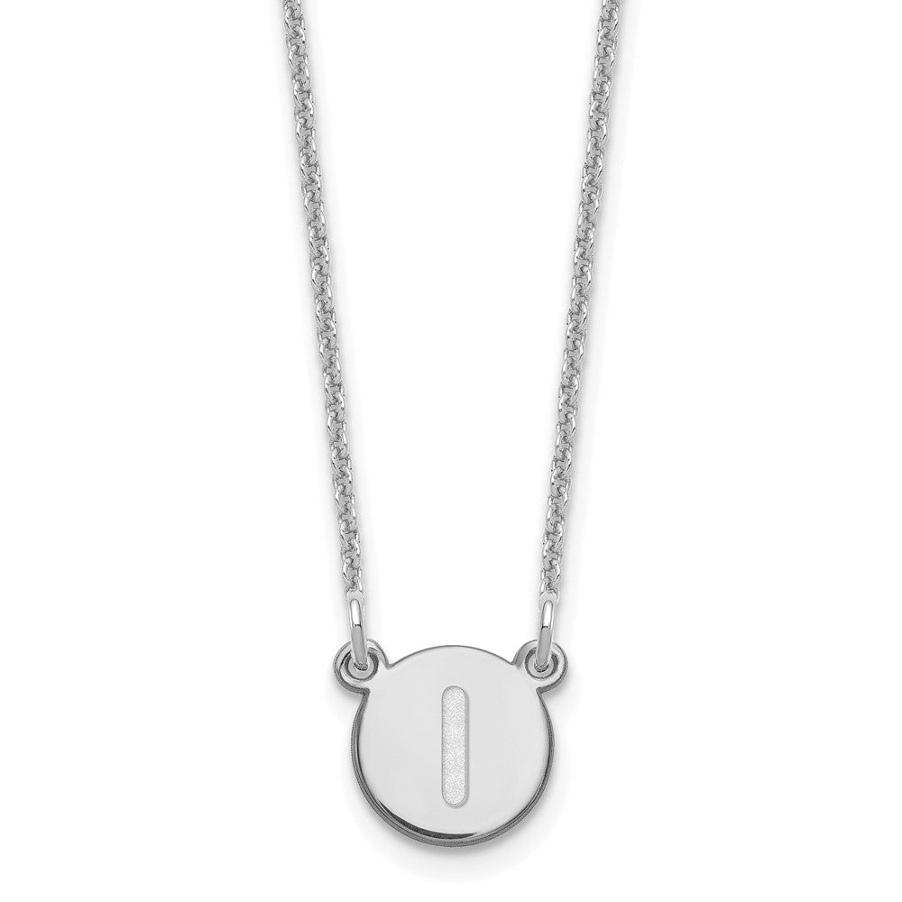 14kw Tiny Circle Block Letter I Initial Necklace