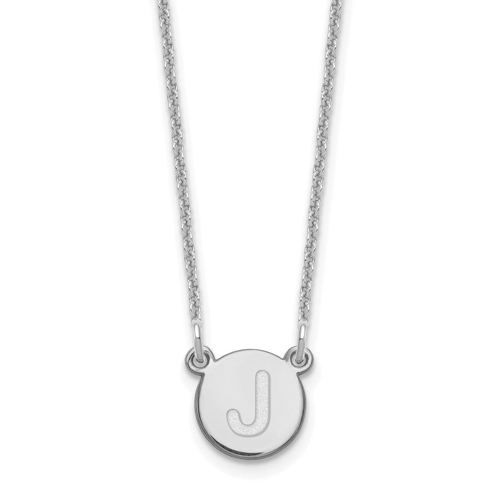 14kw Tiny Circle Block Letter J Initial Necklace