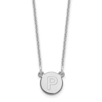 Load image into Gallery viewer, 14kw Tiny Circle Block Letter P Initial Necklace
