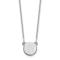 Load image into Gallery viewer, 14kw Tiny Circle Block Letter R Initial Necklace
