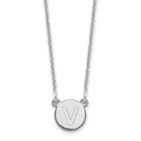 Load image into Gallery viewer, 14kw Tiny Circle Block Letter V Initial Necklace
