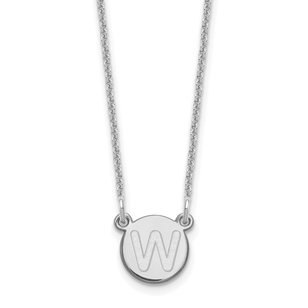 14kw Tiny Circle Block Letter W Initial Necklace