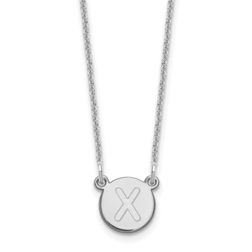 14kw Tiny Circle Block Letter X Initial Necklace