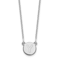Load image into Gallery viewer, 14kw Tiny Circle Block Letter Y Initial Necklace
