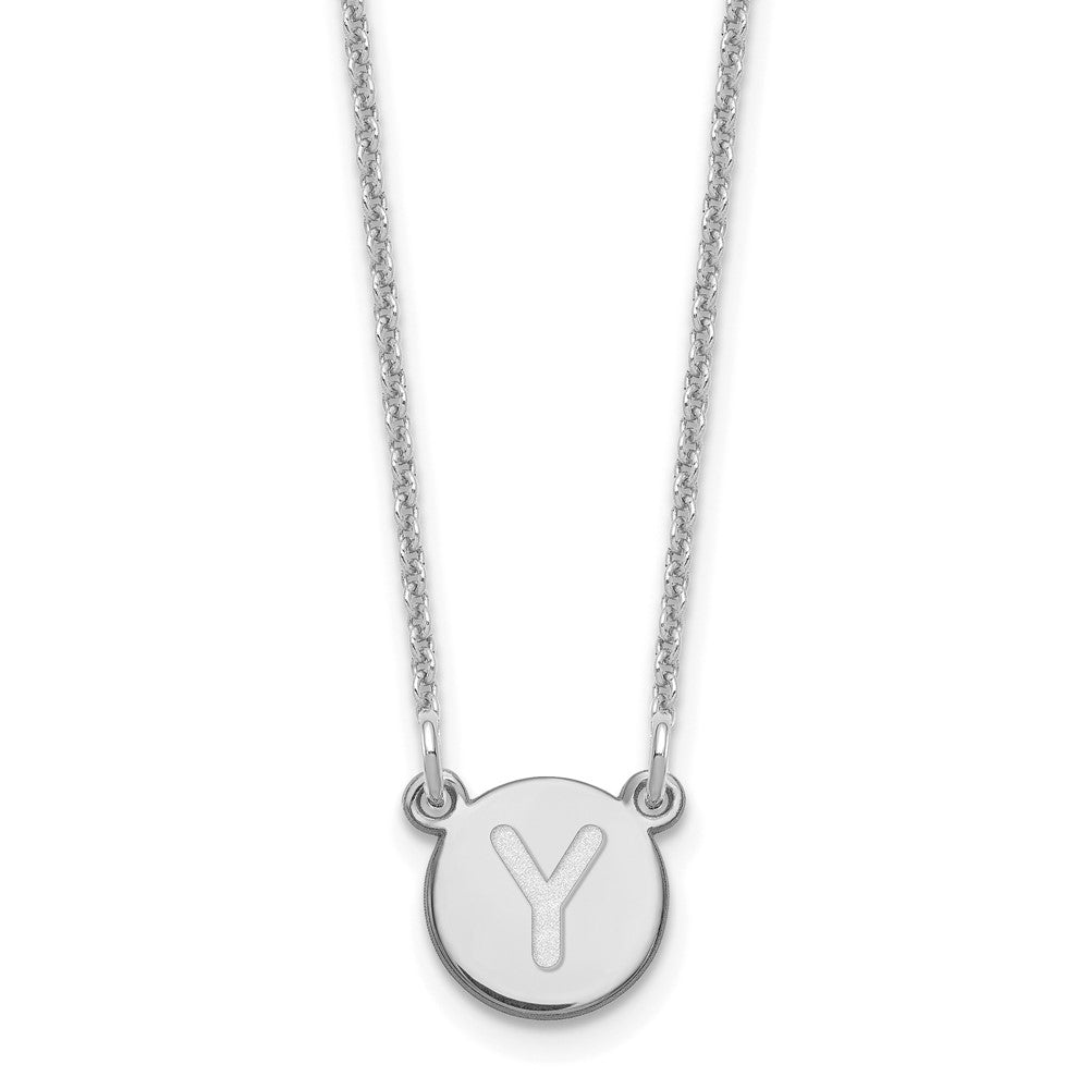 14kw Tiny Circle Block Letter Y Initial Necklace