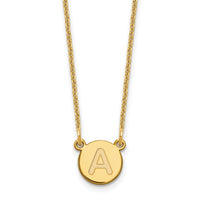 Load image into Gallery viewer, 14k Tiny Circle Block Letter A Initial Necklace
