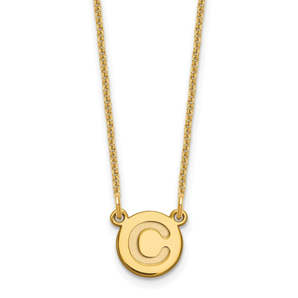 14k Tiny Circle Block Letter C Initial Necklace