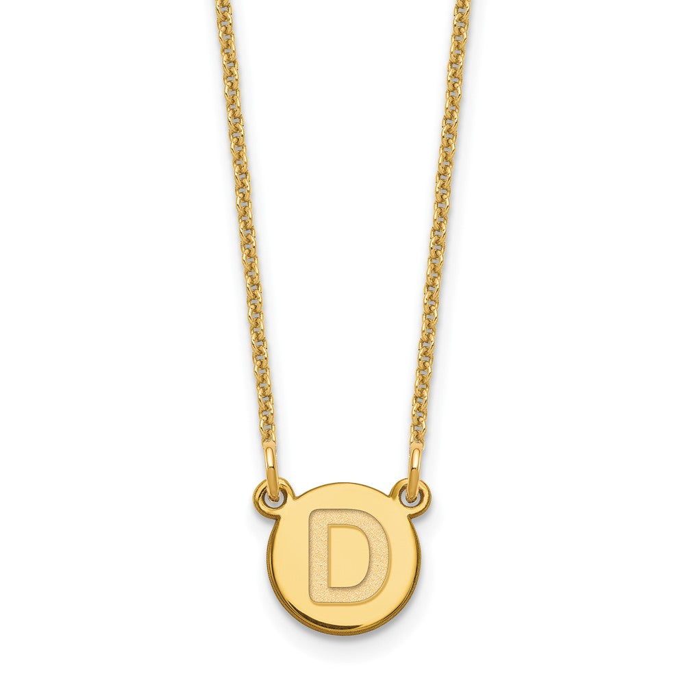 14k Tiny Circle Block Letter D Initial Necklace