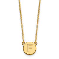 Load image into Gallery viewer, 14KYTiny Circle Block Letter F Initial Necklace
