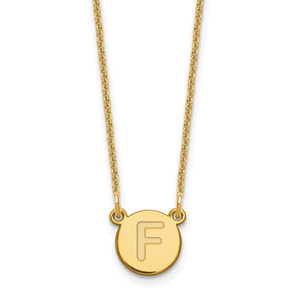 14KYTiny Circle Block Letter F Initial Necklace