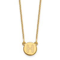 Load image into Gallery viewer, 14KY Tiny Circle Block Letter H Initial Necklace
