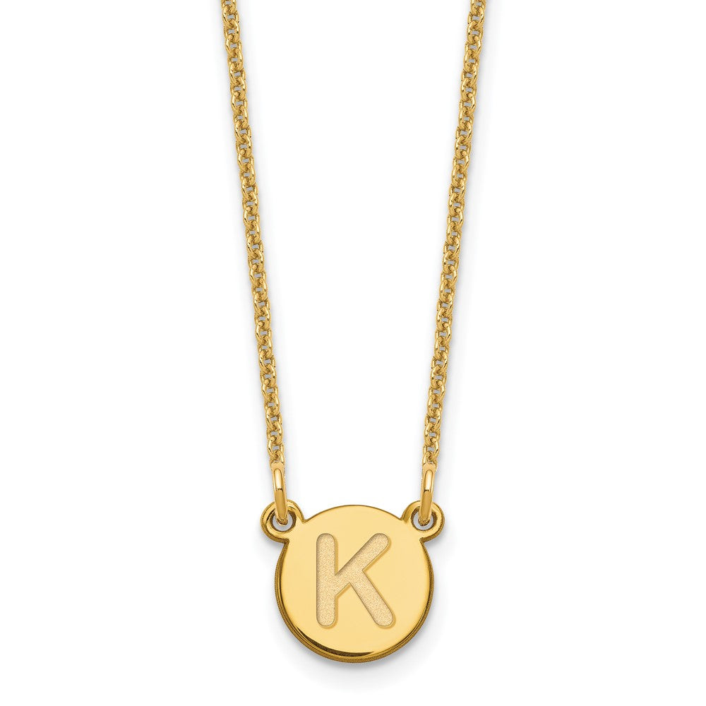 14KY Tiny Circle Block Letter K Initial Necklace
