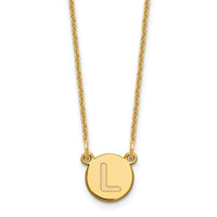 Load image into Gallery viewer, 14KY Tiny Circle Block Letter L Initial Necklace
