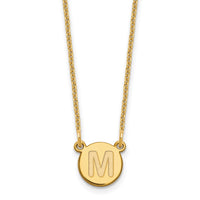 Load image into Gallery viewer, 14KY Tiny Circle Block Letter M Initial Necklace
