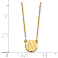 Load image into Gallery viewer, 14KY Tiny Circle Block Letter N Initial Necklace
