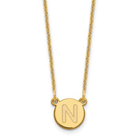 Load image into Gallery viewer, 14KY Tiny Circle Block Letter N Initial Necklace
