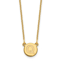 Load image into Gallery viewer, 14KY Tiny Circle Block Letter Q Initial Necklace
