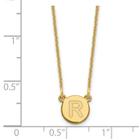 Load image into Gallery viewer, 14KY Tiny Circle Block Letter R Initial Necklace
