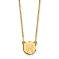 Load image into Gallery viewer, 14KY Tiny Circle Block Letter R Initial Necklace
