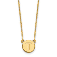 Load image into Gallery viewer, 14KY Tiny Circle Block Letter T Initial Necklace
