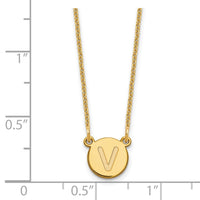 Load image into Gallery viewer, 14KY Tiny Circle Block Letter V Initial Necklace
