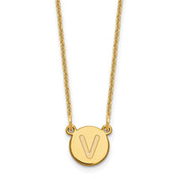 Load image into Gallery viewer, 14KY Tiny Circle Block Letter V Initial Necklace
