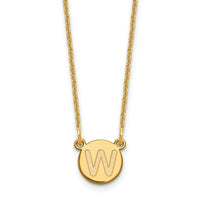 Load image into Gallery viewer, 14KY Tiny Circle Block Letter W Initial Necklace
